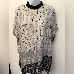 Helmut Lang black white gray silk crepe blouse Small